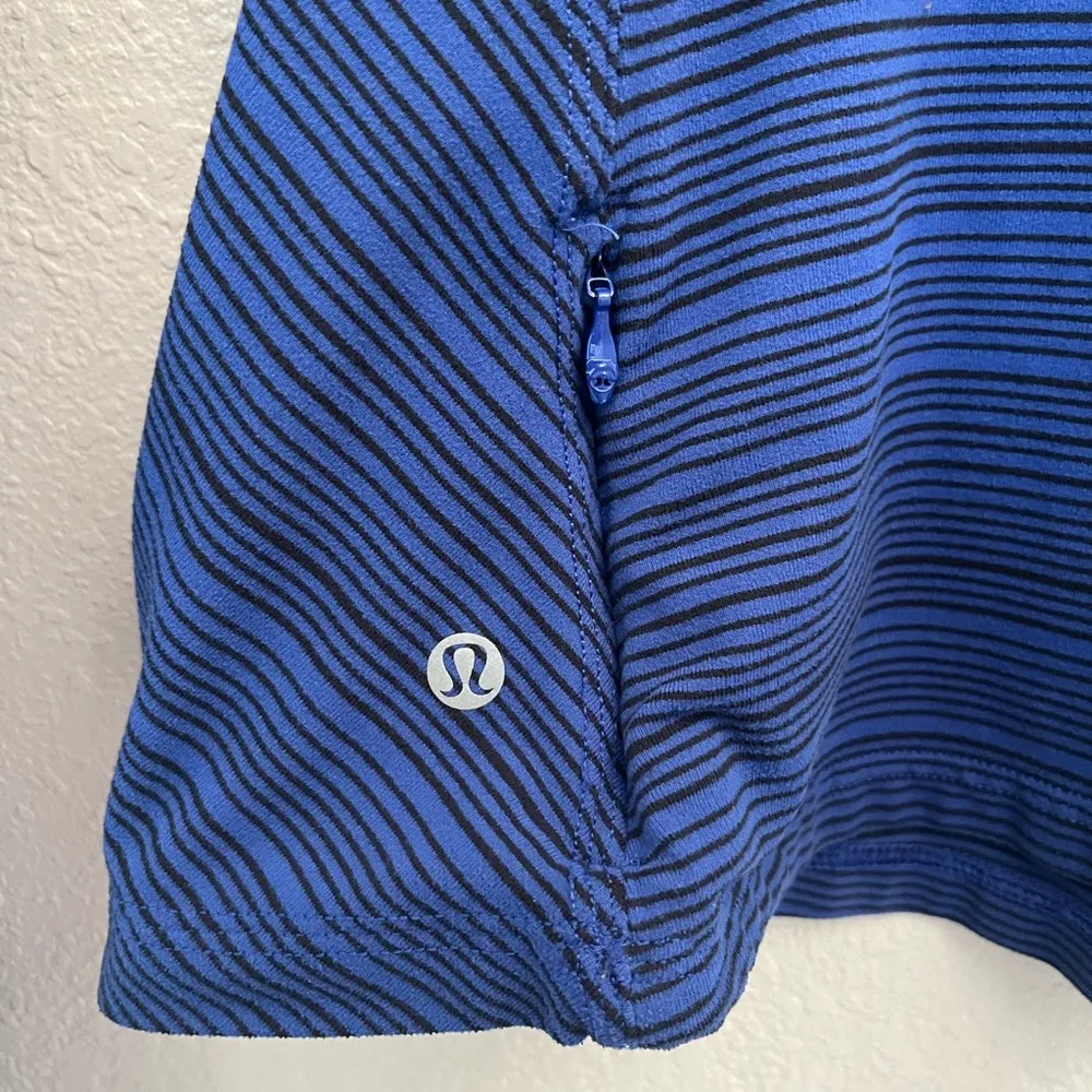 Lululemon Kanto Catch Me Long Sleeve Kanto Stripe Sapphire Blue Black Size 4 - Image 5