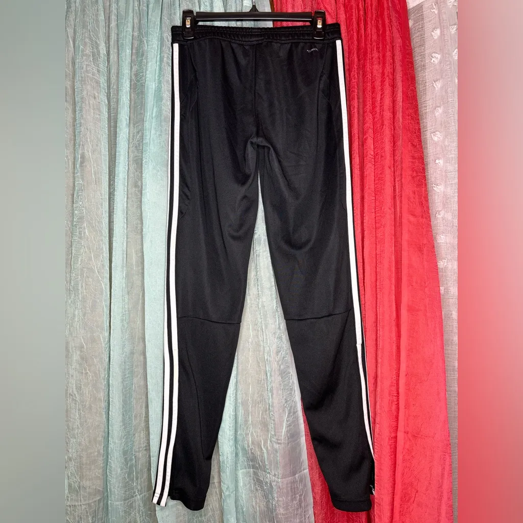 Adidas Womens Black Joggers with White Stripes - Image 3