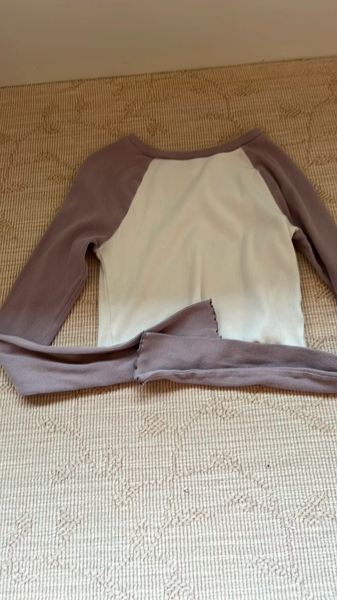 white and purple cropped long sleeve - Image 2