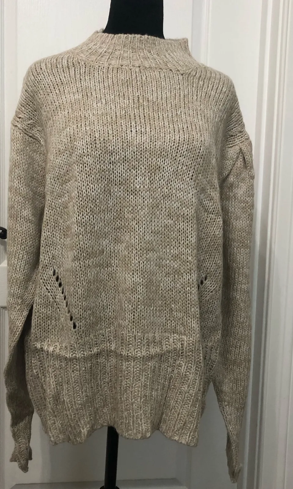 Aqua Curve Womens Sweater Size 2X Cuban Sand Mock Neck Long Sleeve Pullover NWT - Image 1