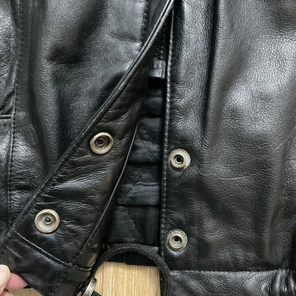 i Genuine Leather Size Small Hooded Snap Sleeves Vintage - Image 6