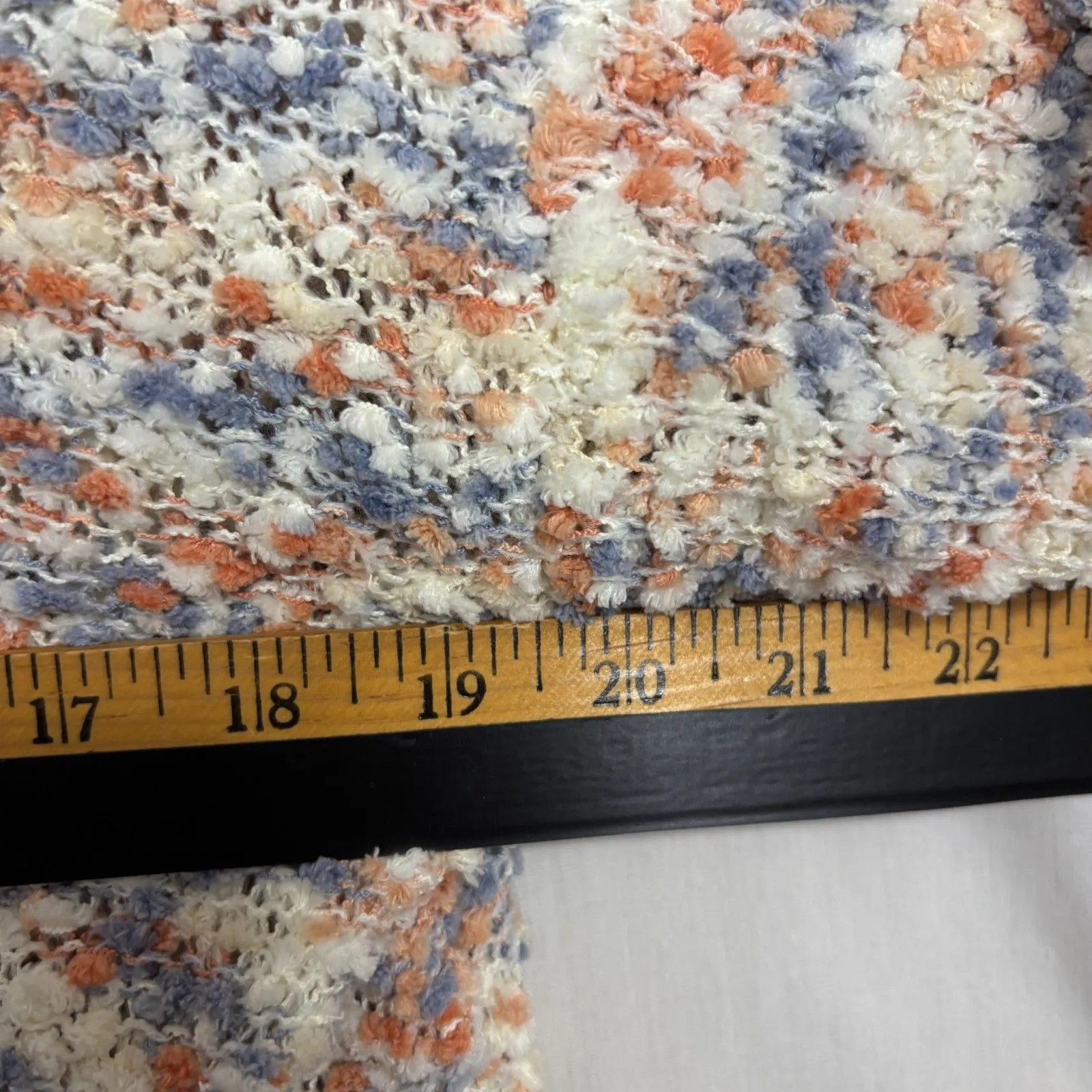 Serra Popcorn Cardigan Sweater Womens M Cream/Rust/Blue Oversized Relaxed Soft - Image 7