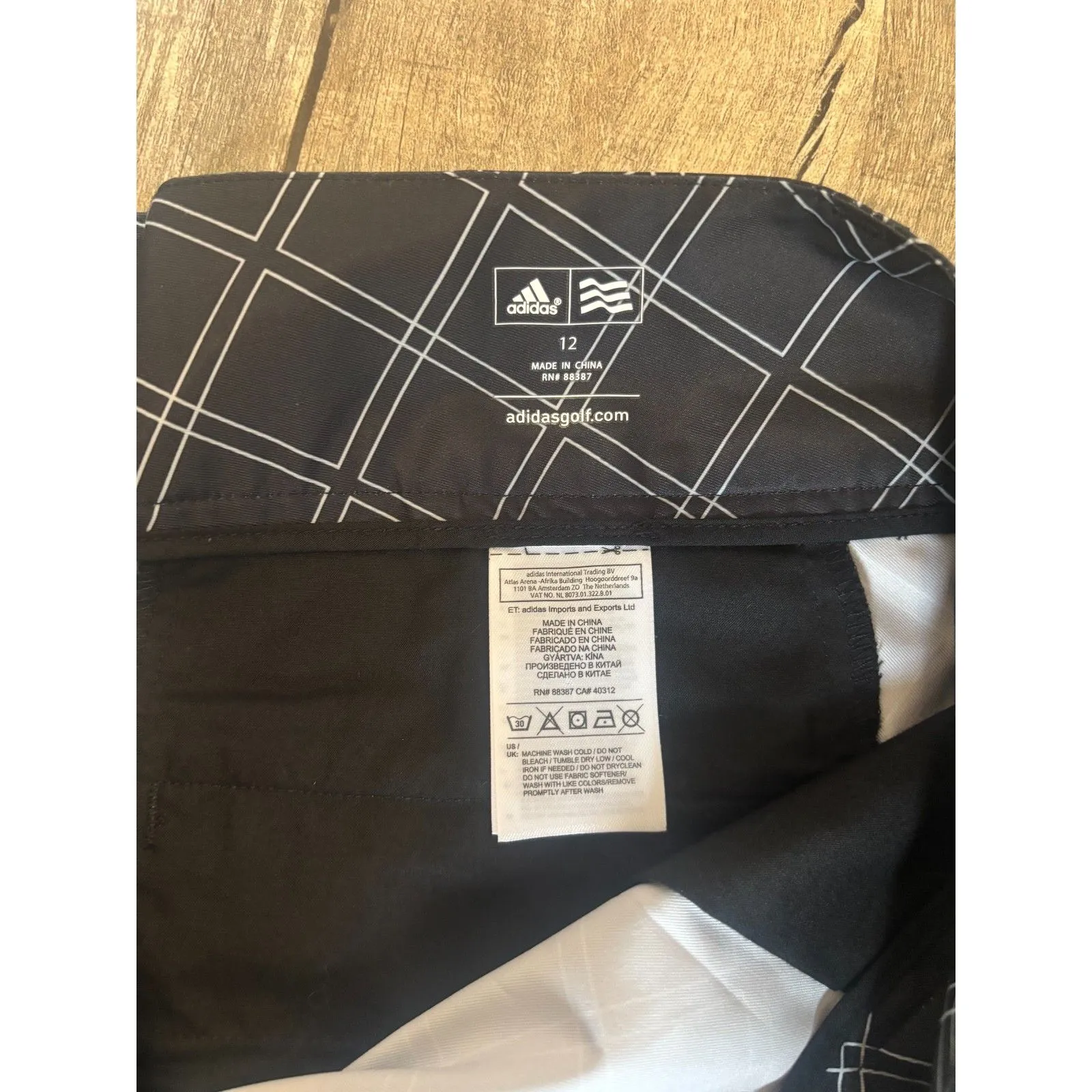 Adidas Women’s Golf Shorts Size 12 Black White Plaid Performance Athletic - Image 2