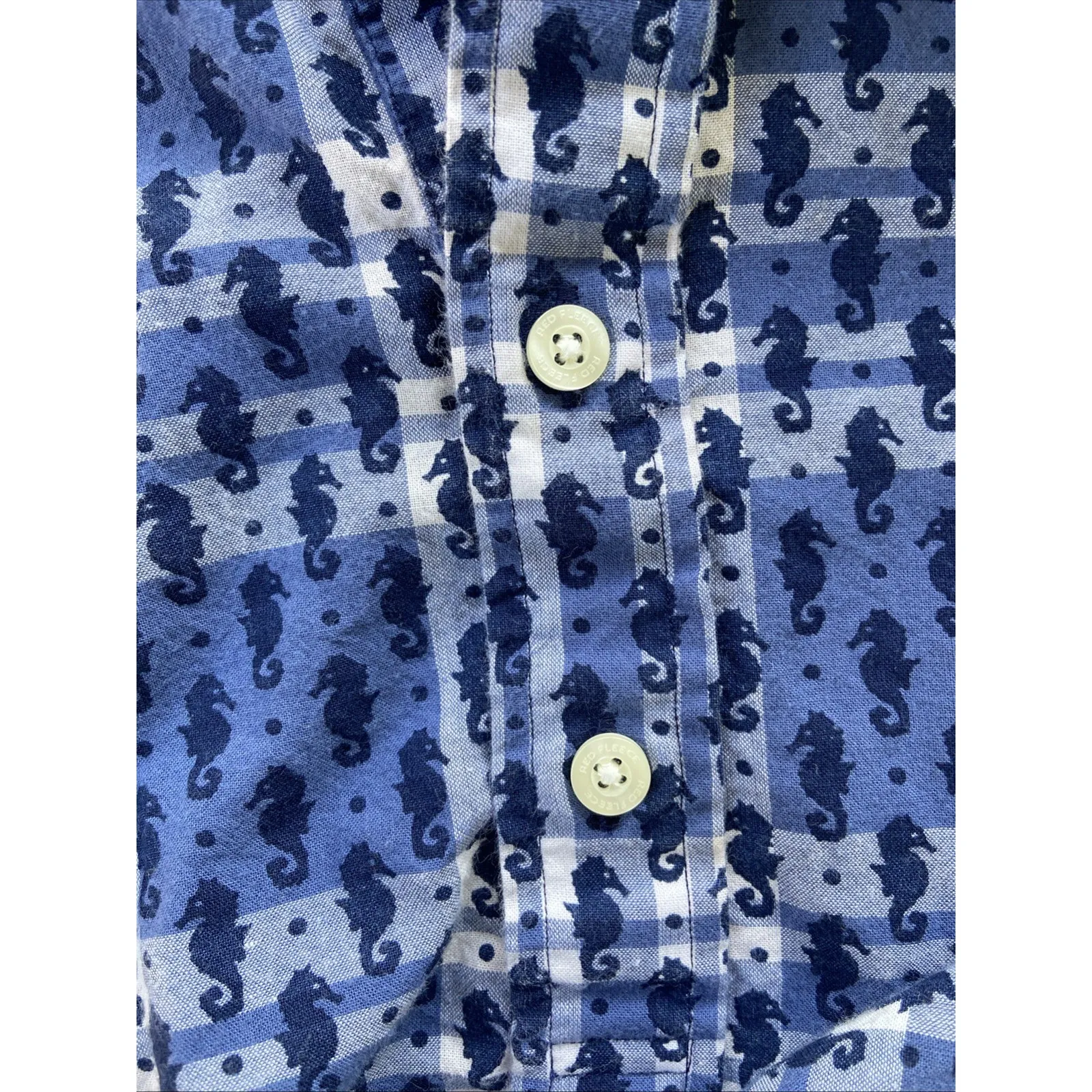 Brooks Brothers Blue Plaid Seahorse Sea Beach‎ Popover Shirt Blouse Womens Large - Image 6