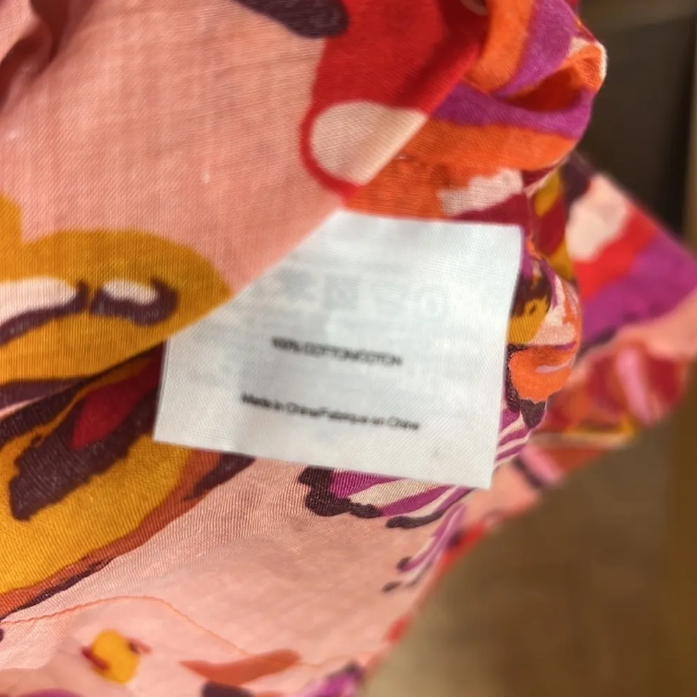 Tory Burch Pink Red Flower Print Blouse Size 4 - Image 9