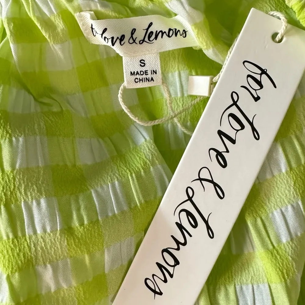 For Love & Lemons Maureen Midi Dress Size Small Neon Green Gingham Cut Out NWT - Image 12