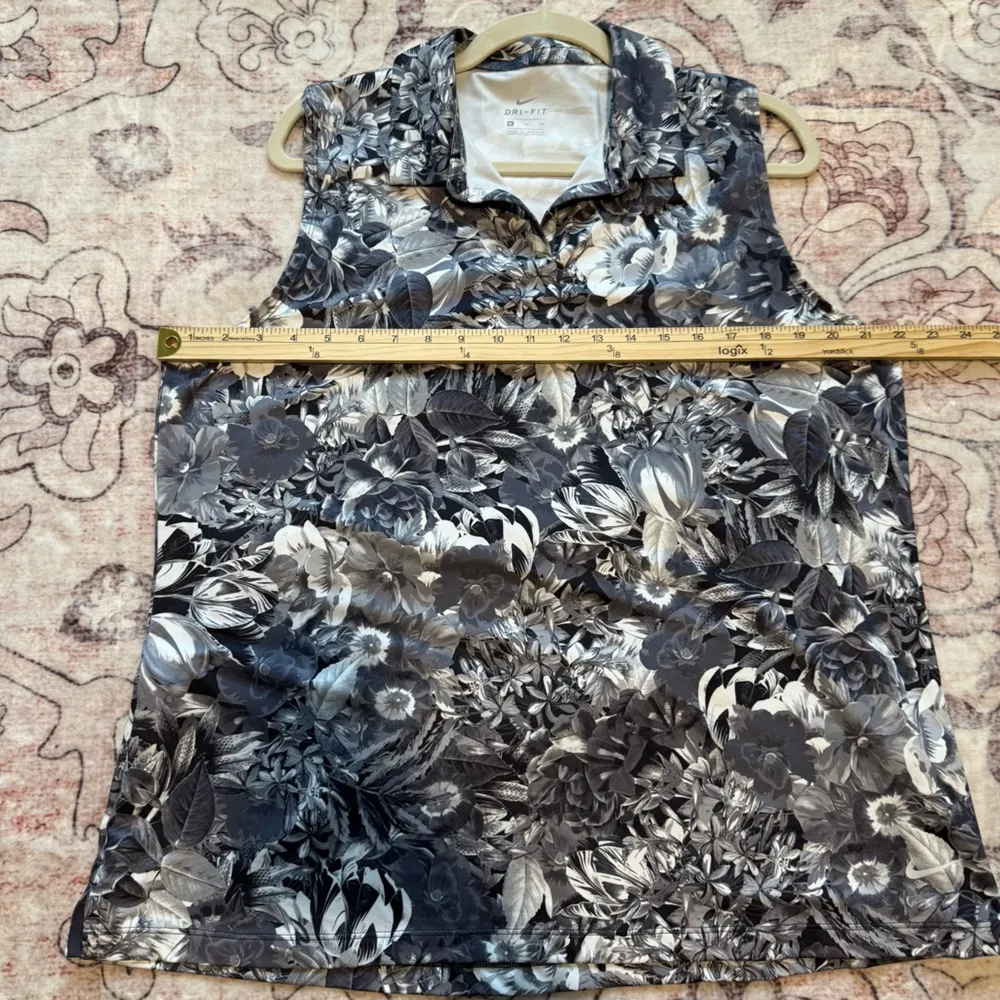 Nike Dri Fit Floral Sleeveless Collar Tank Shirt Golf Equestrian Athletic - Image 6