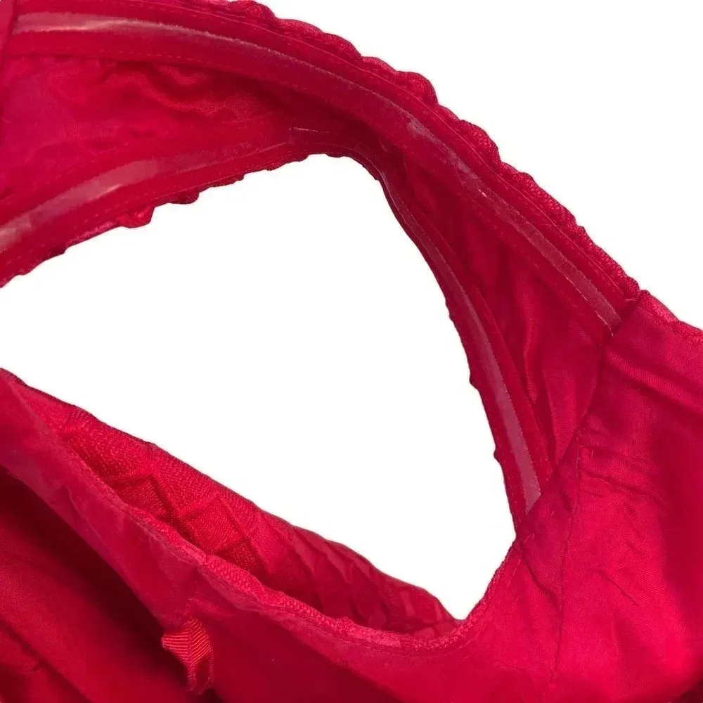 Anthropologie Red Textured Fit & Flare Dress Retro Holiday - Image 8