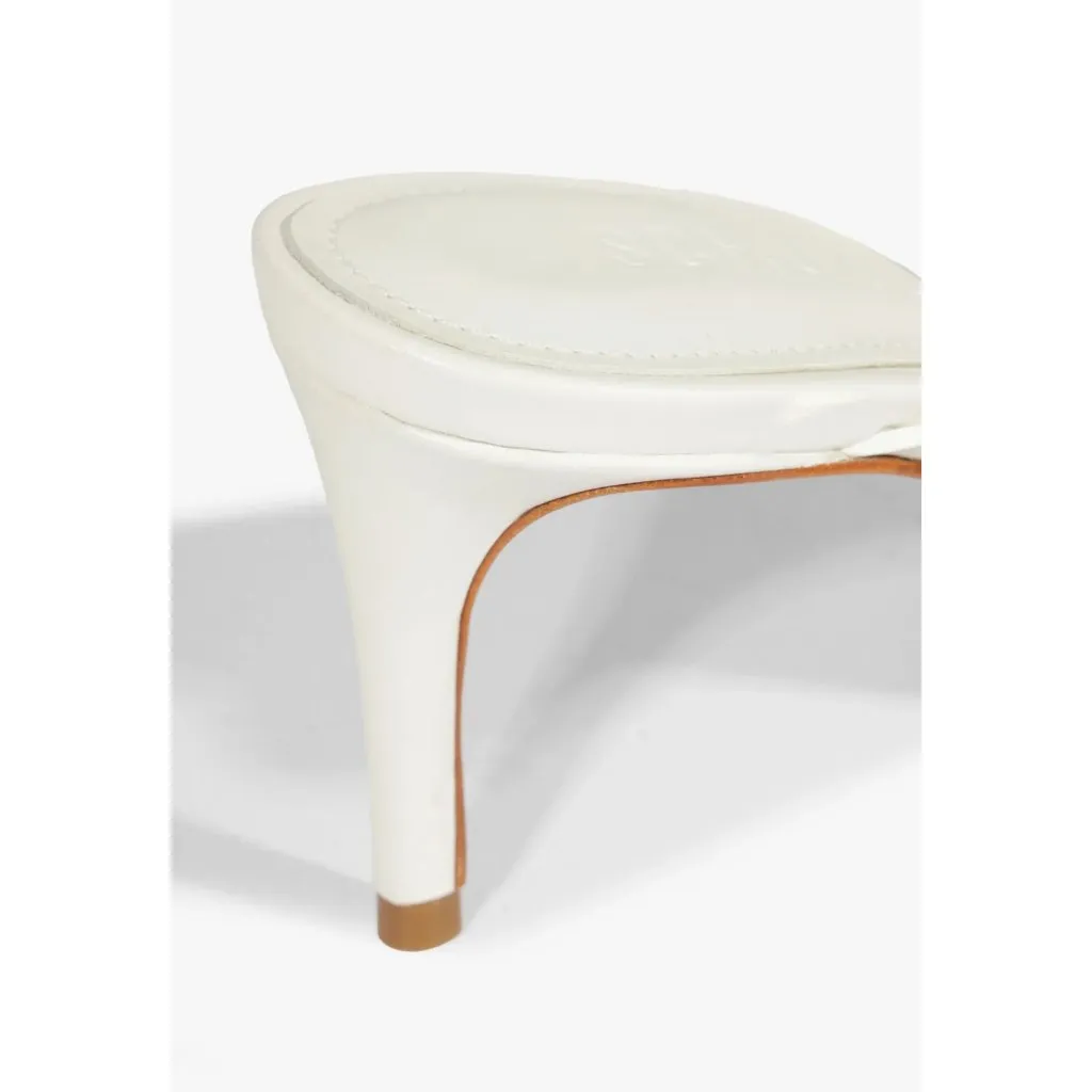 Schutz Ethel Sandals in White Leather 7.5 Womens High Heels Slides Thong - Image 12