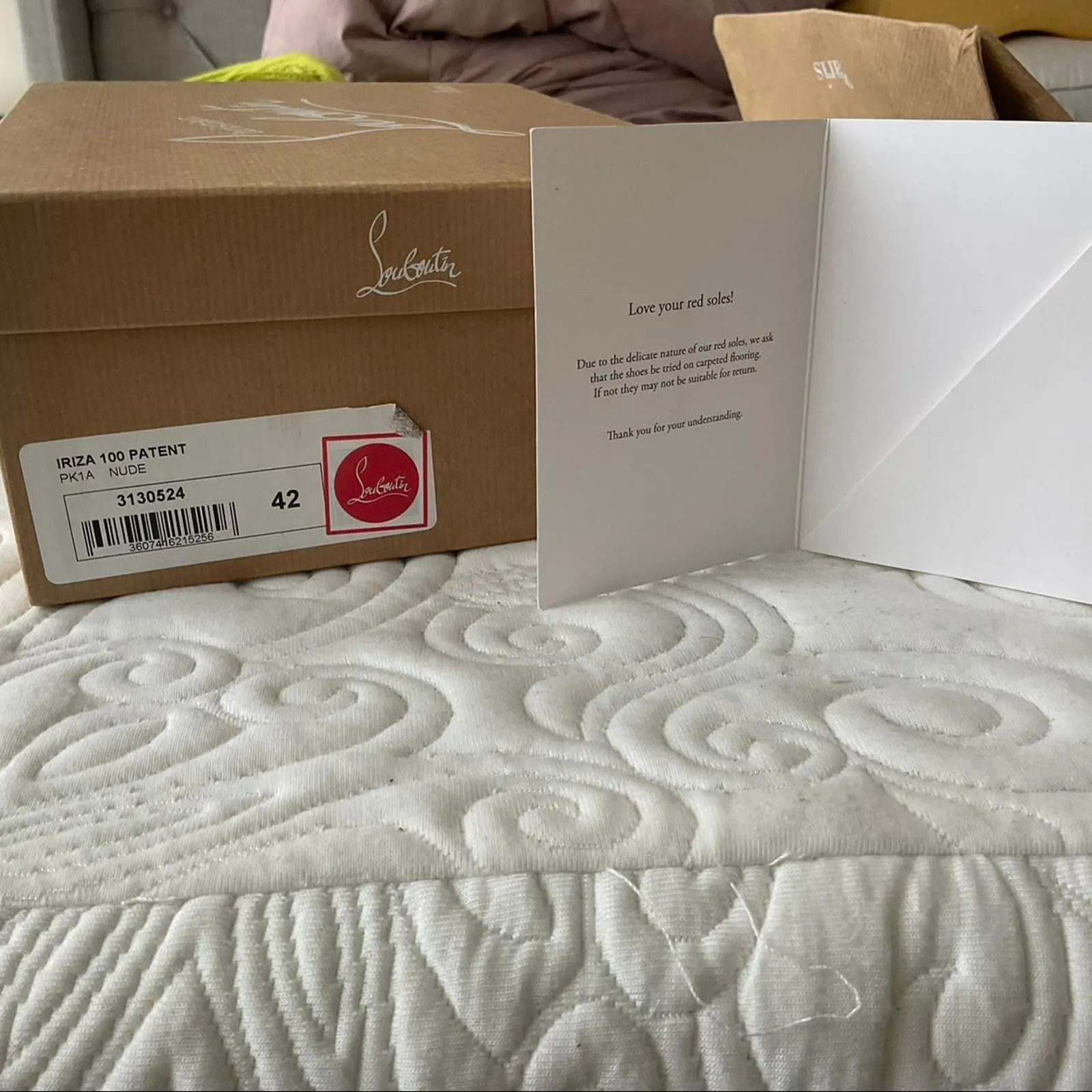 Authentic Christian Louboutin Nude 100mm Iriza Patent Leather Heels size 12 - Image 4