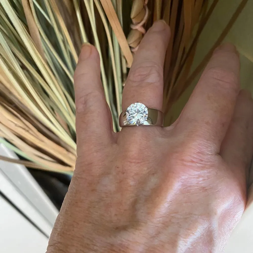 High Polished Stainless Steel AAA Grade CZ Ring Size 7,8,9 - Image 2