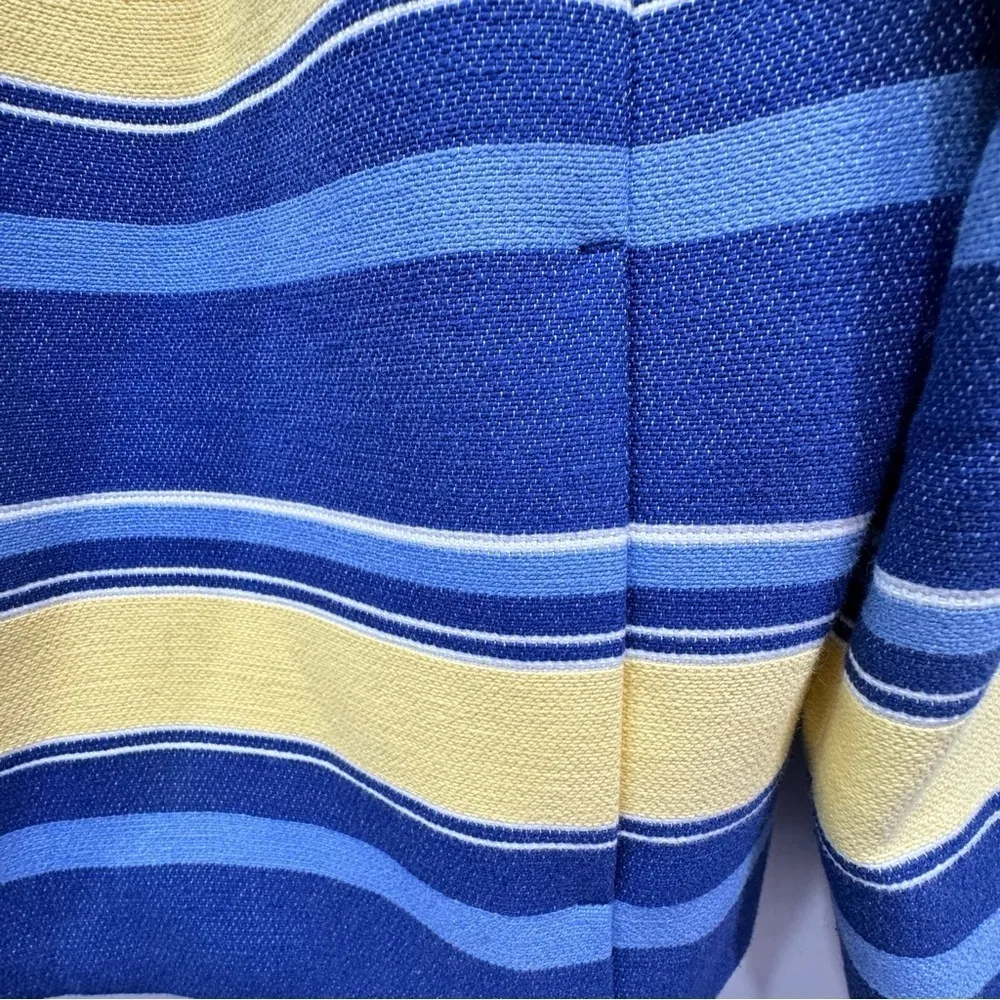 Talbot’s Yellow and Blue Striped Open Front Blazer Size 8 Preppy Coastal Career - Image 9