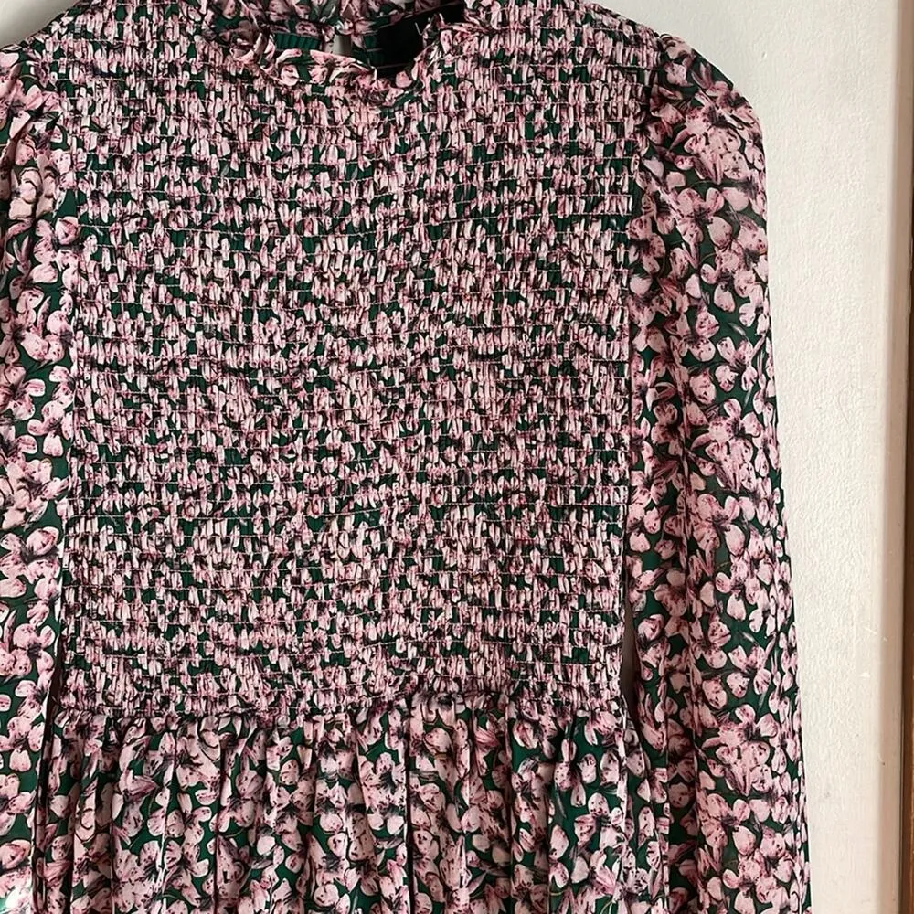 Lulus Floral Forever Green and Pink Floral Print Smocked Skater Dress - Image 10