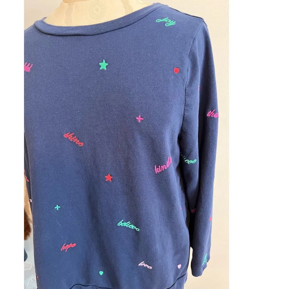Lilly Pulitzer Rami Embroidered Navy Sweatshirt Large - Image 3