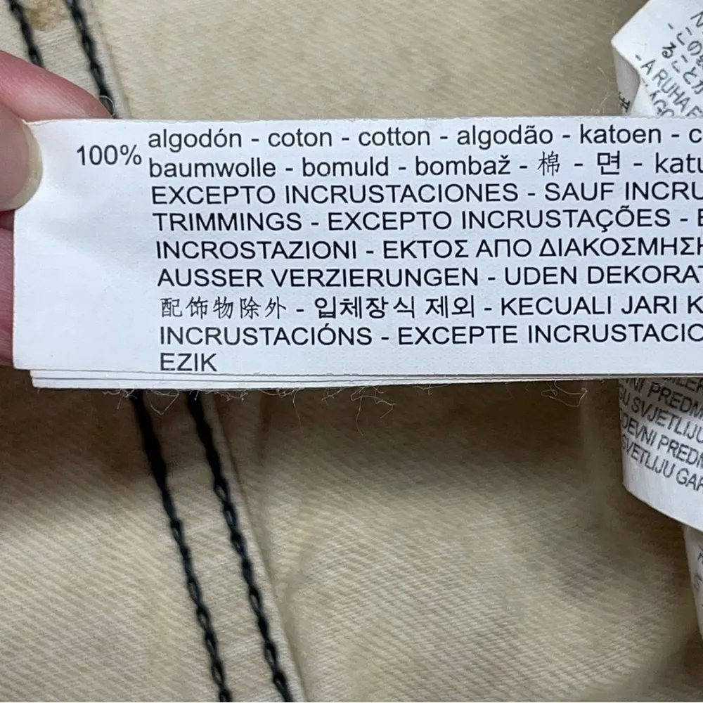 Zara Studded Z1975 Cropped Denim Jacket Tan Size XS Washed effect 100% Cotton - Image 12