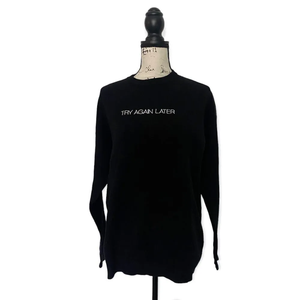 Pull & Bear SZ L "try again later" black sweater Black Size L - Image 3
