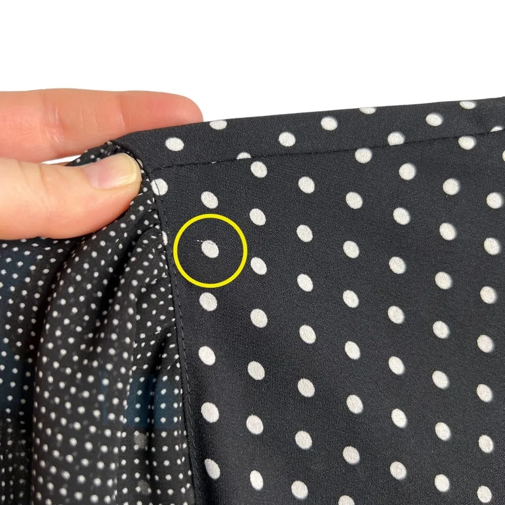 Anne Klein Black & White Mini Polka Dot Poet Long Sleeve Blouse - Image 12