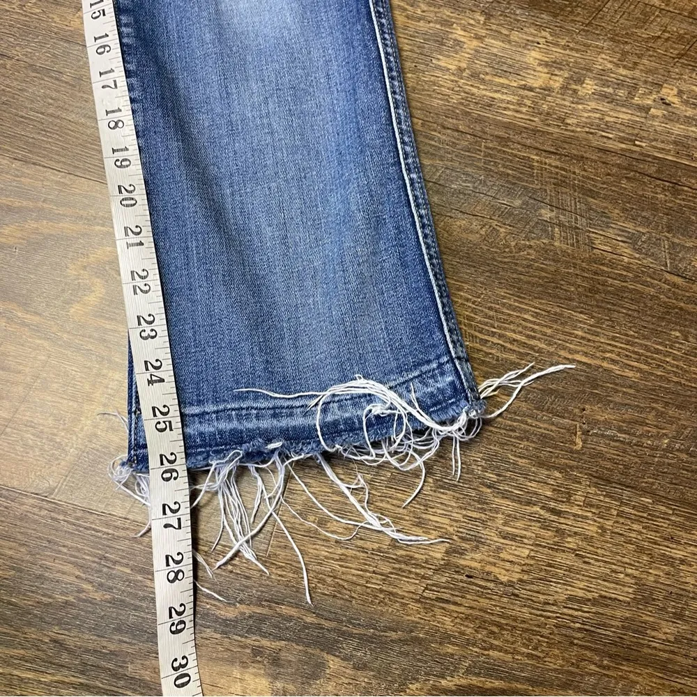 7 For All Mankind Cropped Boot Jeans Women's 28 Blue Denim Raw Hem - Image 10