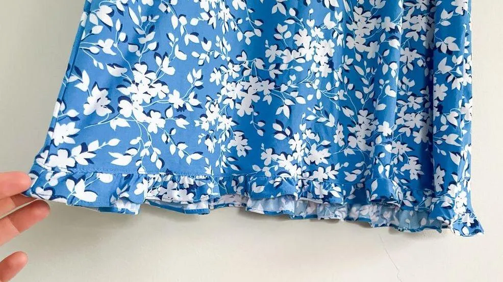 Draper James | Grace and Charm Floral Ruffle Nightgown | Blue Shadow | Sz S/M - Image 5