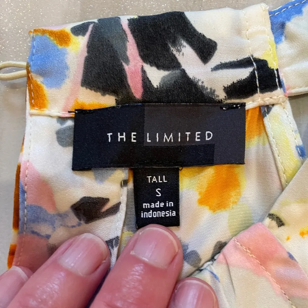 The Limited White Floral Sleeveless Faux Wrap Halter Top, Size Tall Small - Image 2