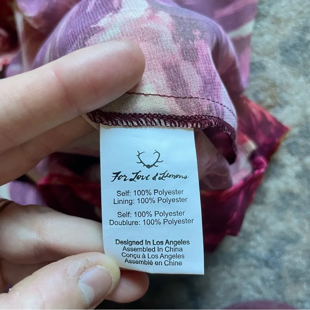 For Love & Lemons Bohemian Rose Floral Sicily Peasant Off Shoulder Mini Dress M - Image 4