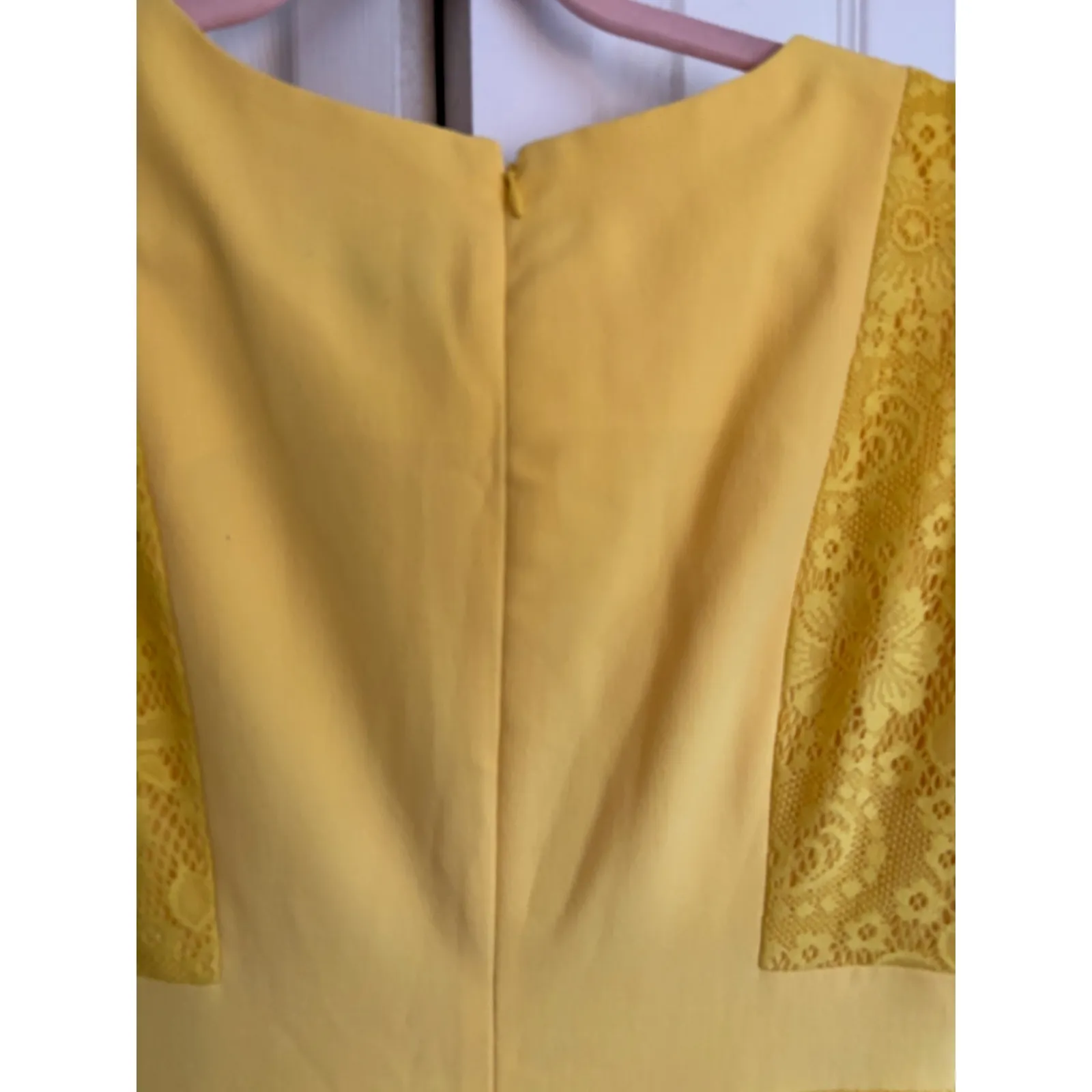 Adriana Papell Yellow Lace Sheath Dress – Size 10 (NWT) - Image 4