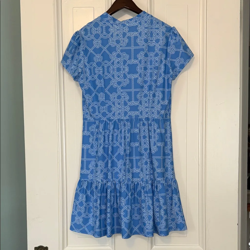 NWOT Jude Connally Sky Blue and White Patterned Mini Dress - Image 5