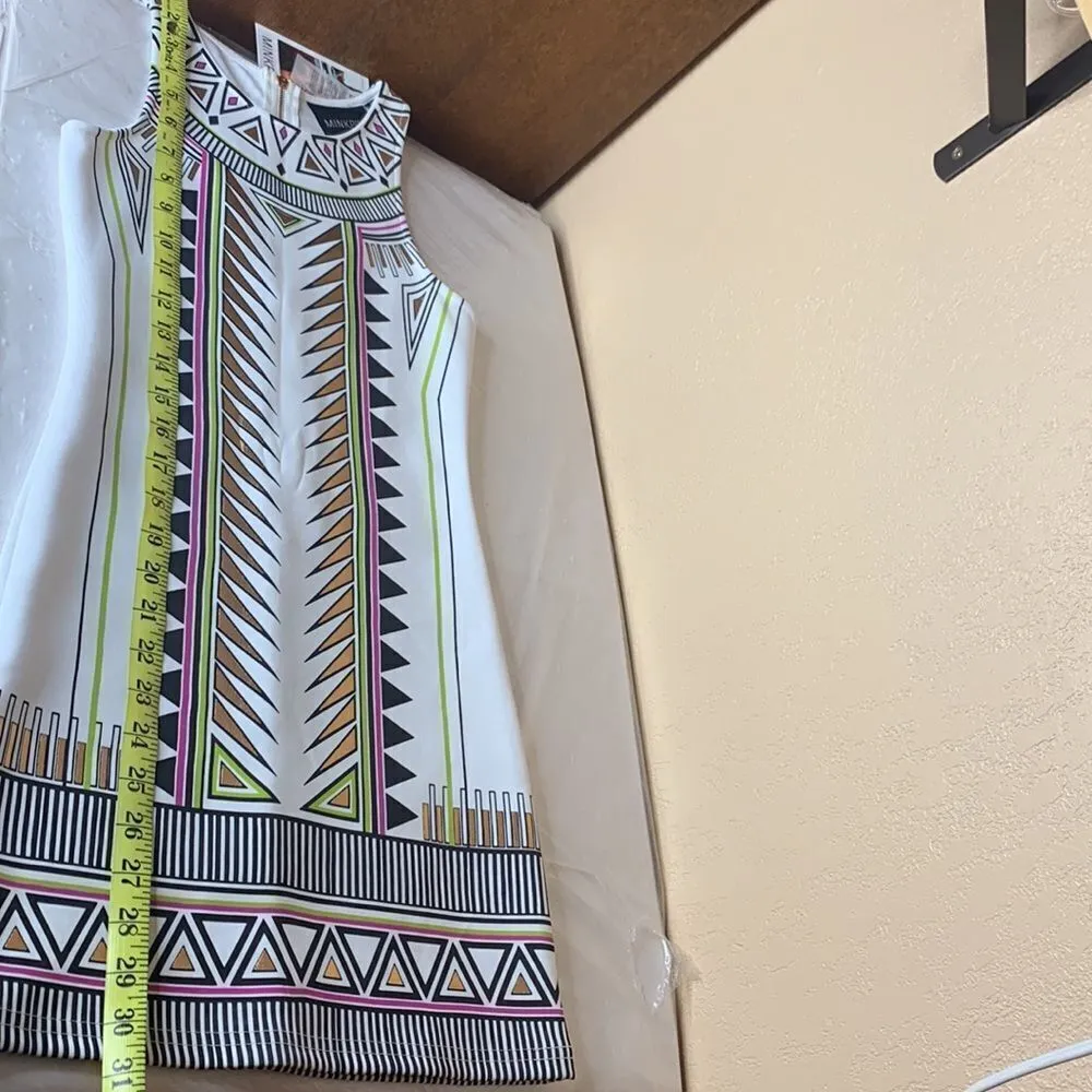 MINKPINK Techno Tribe Bodycon White Metallic Tribal Print Zipper Back Dress XS - Image 10