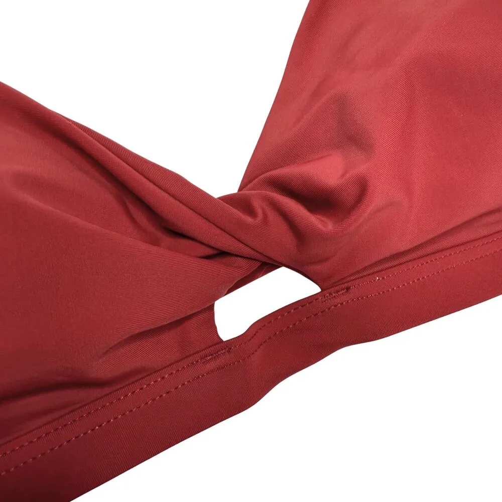 Cupshe Twist Keyhole Spaghetti Strap Padded Bikini Top Size Medium Red New Swim - Image 3