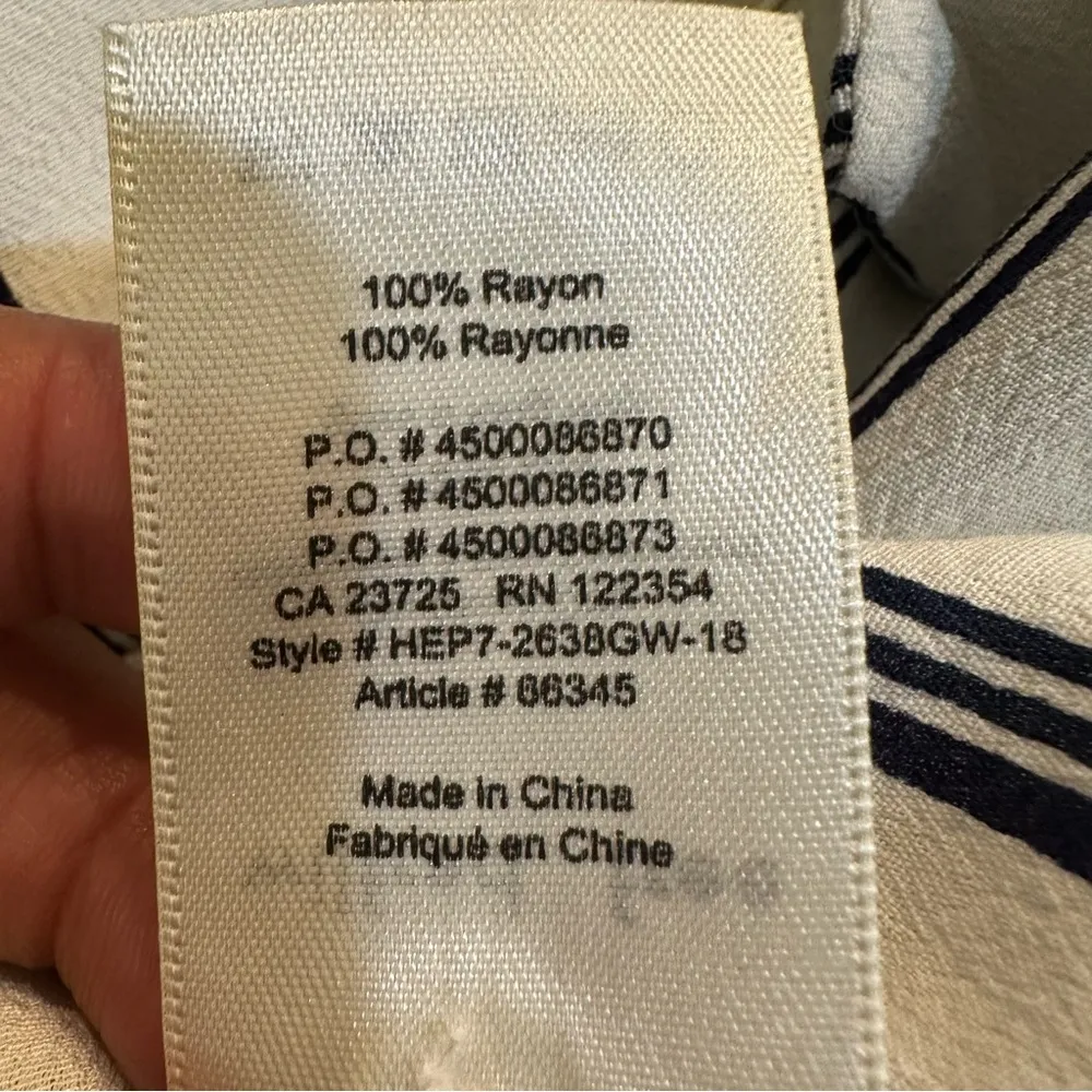 Aritzia Wilfred Navy White Tie Front Blouse Size XS - Image 10