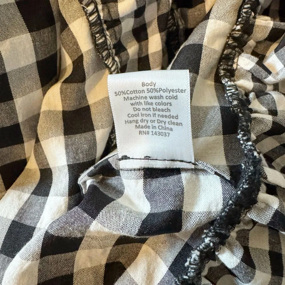 HUNTER BELL Andrea Black White Gingham Checkered Tiered Ruffle Dress Size 6 - Image 6