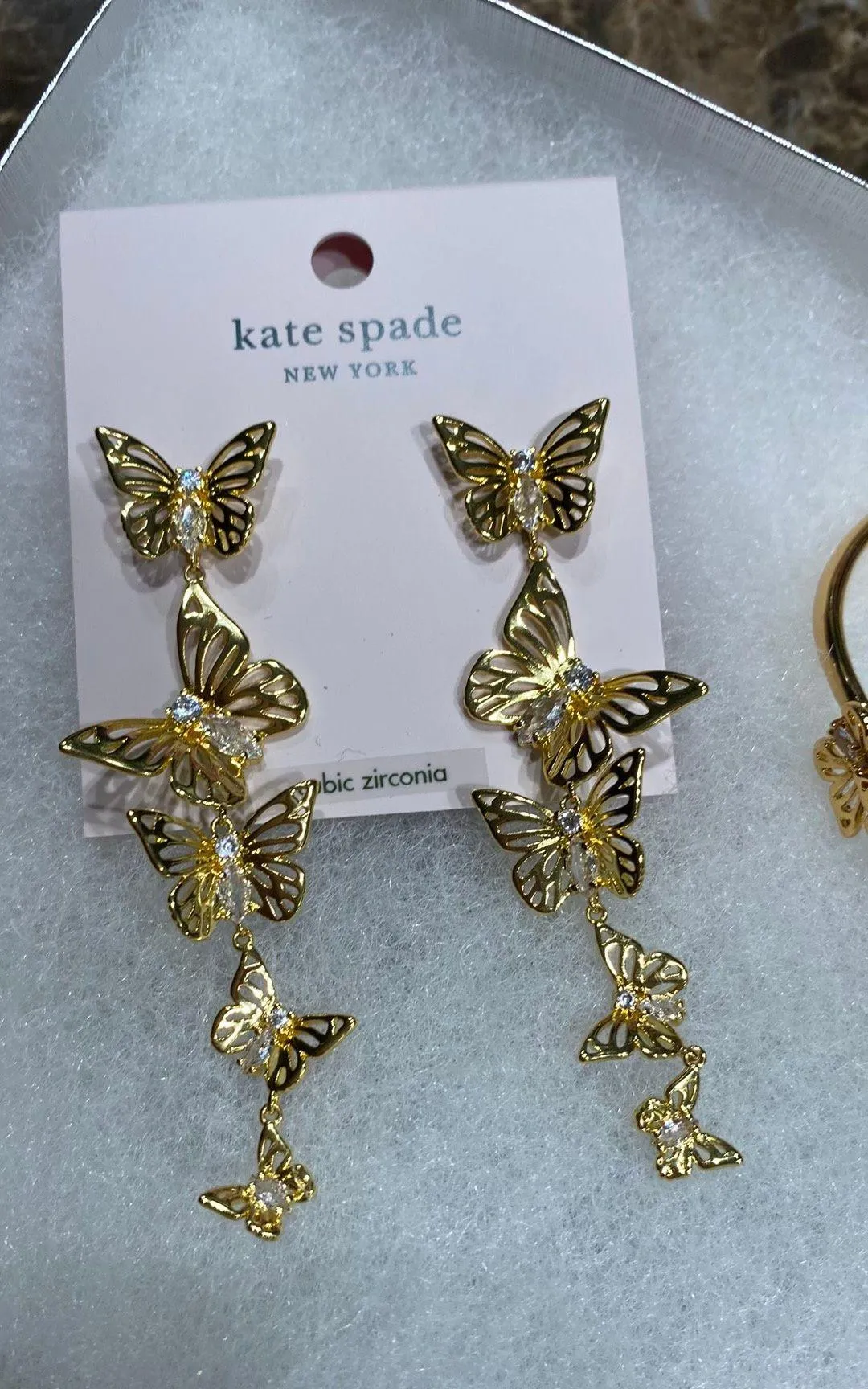 Butterfly Earrings And Bracelet Gold Set - Image 2