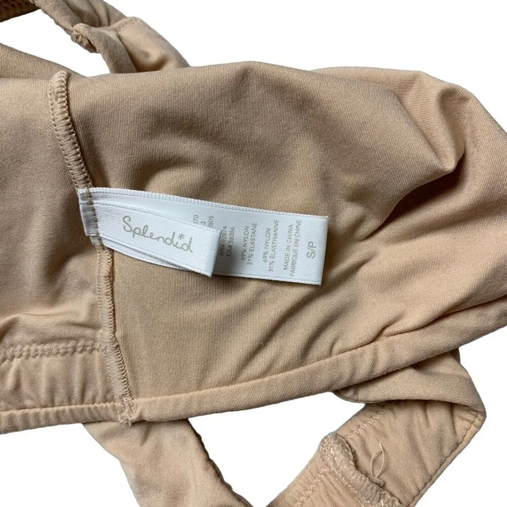 Splendid Beige Crop Top Bralette Stretchy Padded Lounge Wear Casual S Comfort - Image 3