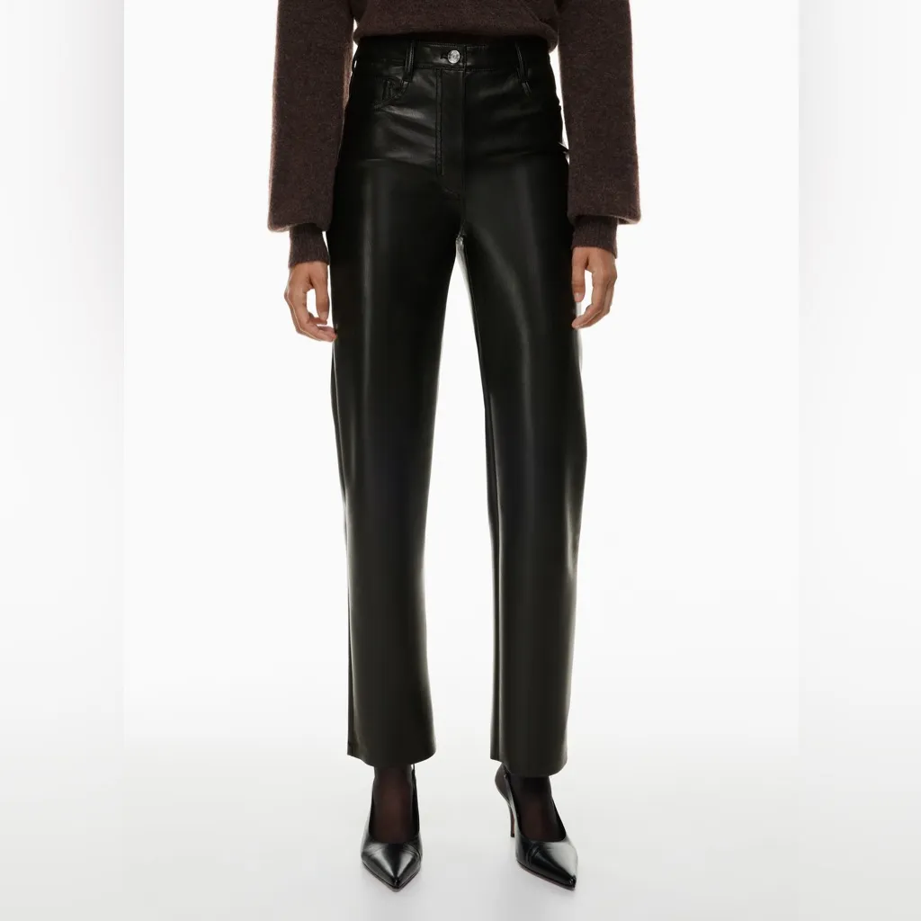 Wilfred Aritzia The Melina Pant High Rise Black Leather Pants‎ Size 8 - Image 2