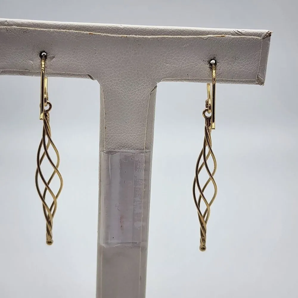 Gold Plated Sterling Silver Dangling Swirl Earrings - Image 4