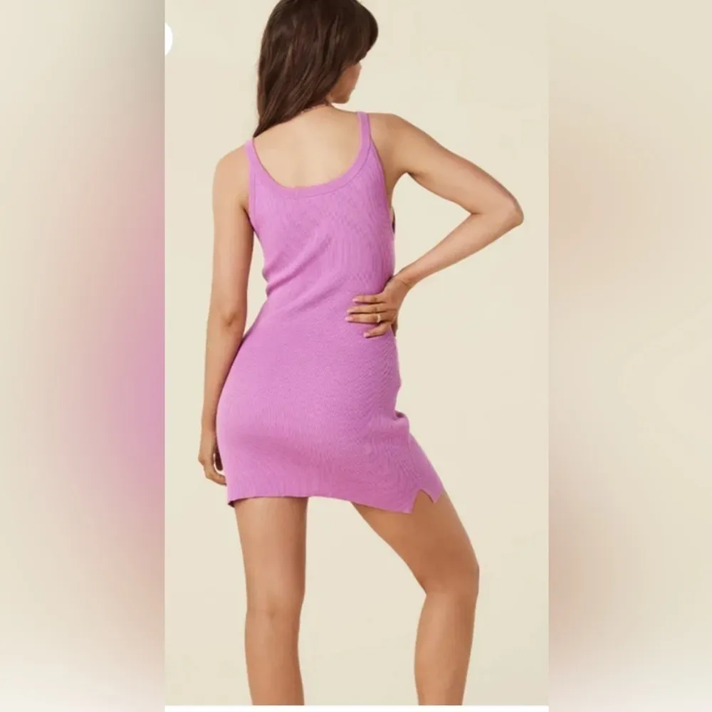 Spell Dress Barefoot Rib Mini Form Fitting Sleeveless Strappy Purple Size XXS - Image 3