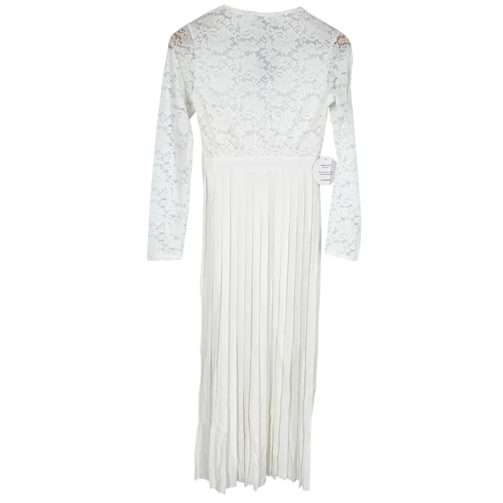 Little Mistress Lacing Down the Aisle Midaxi Dress size US 4 Long Sleeves Modest White - Image 10
