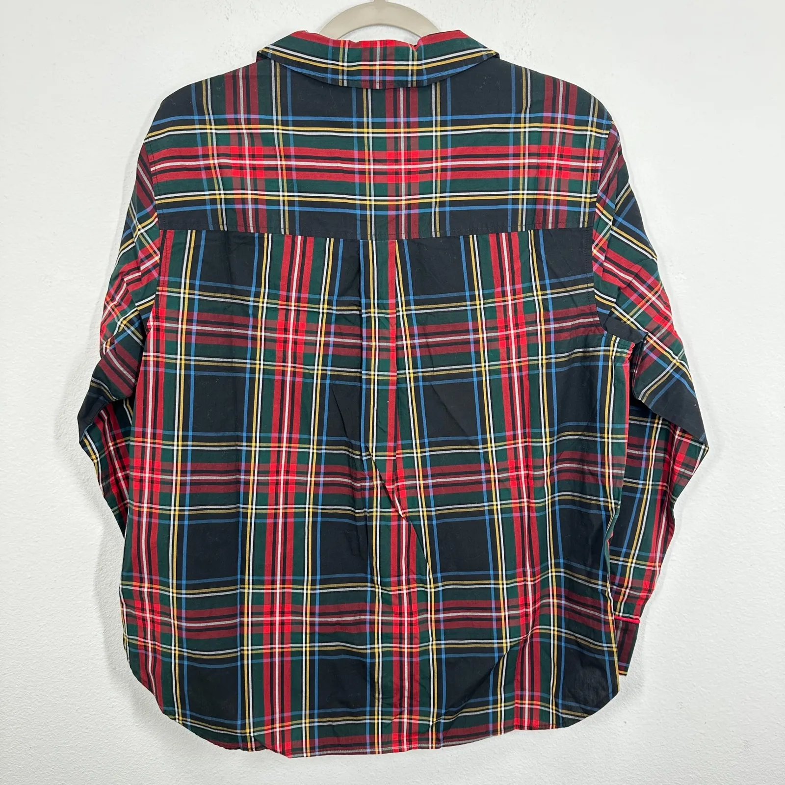 J. Crew Pajama Shirt Classic Red Green Blue Stewart Tartan Plaid Cotton NWT - Image 9