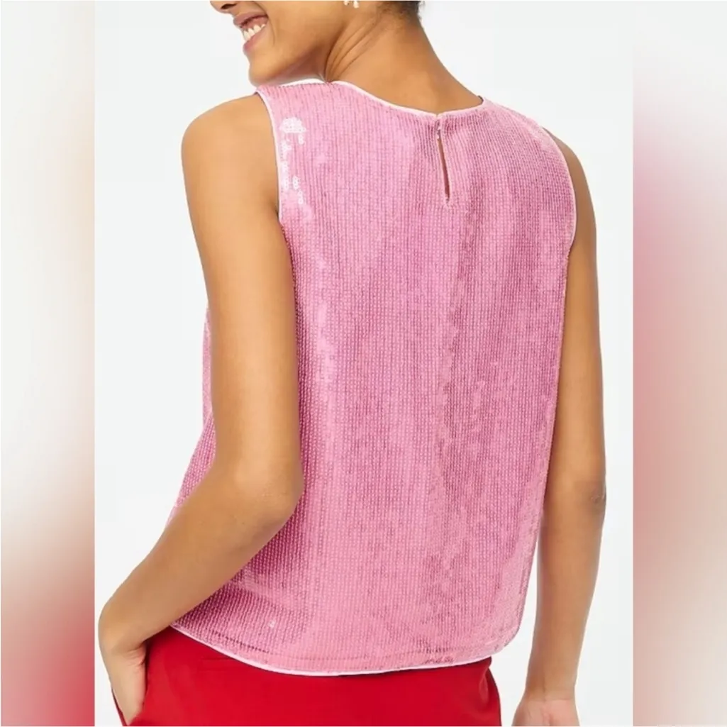 New with Tags JCrew Factory Pink Sequin Shell Sz M Size M - Image 2