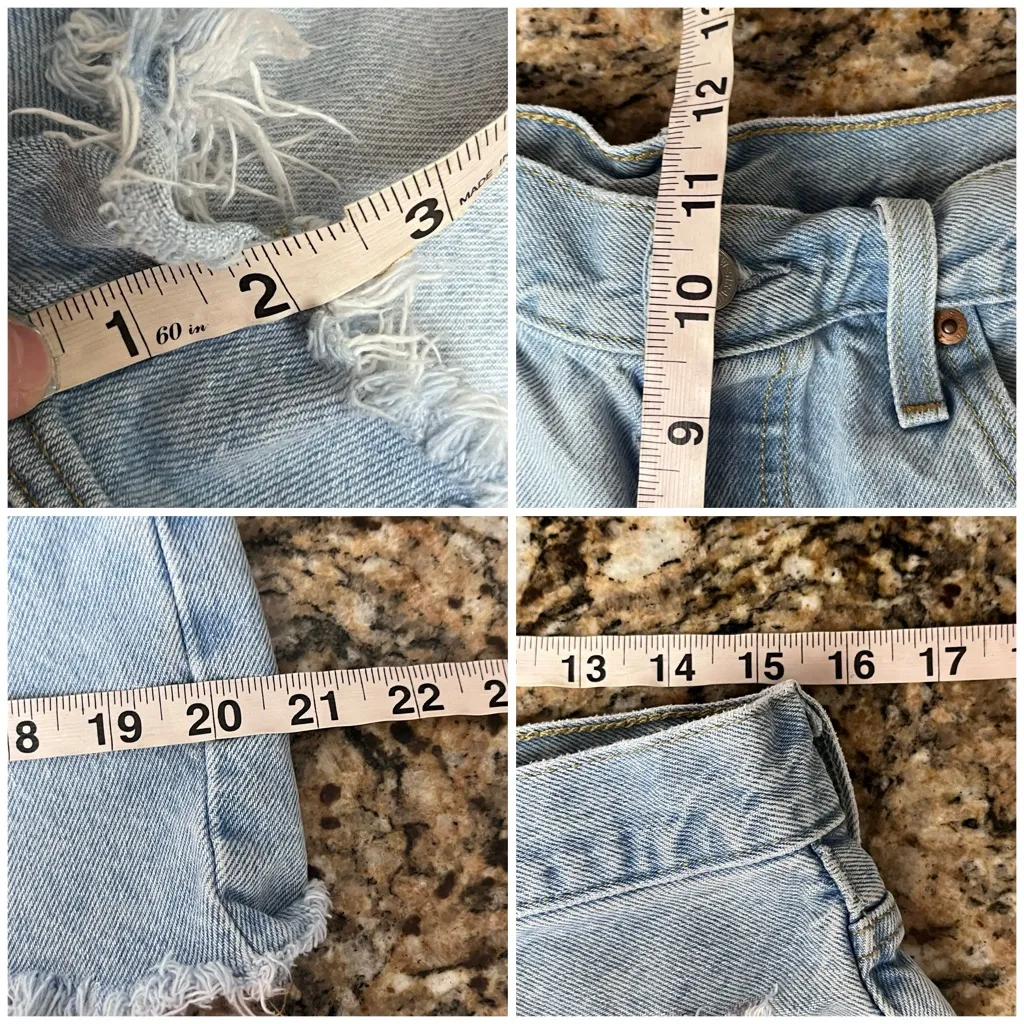 Levi’s 501 High Rise Button Fly Cutoff Shorts Women’s 32 Light Wash Distressed - Image 4