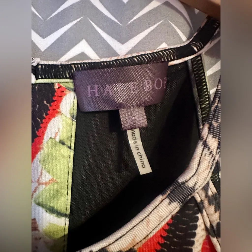 NWOT Hale Bob | Halter Bodycon Dress, Botanical/tribal print, XS - Image 4