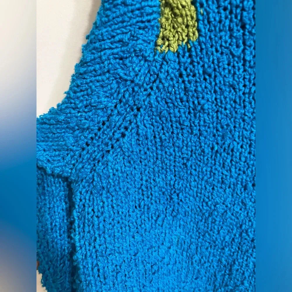 Vintage Design Options Colorblock Button Down Cardigan sweater Bright Medium Pink - Image 6