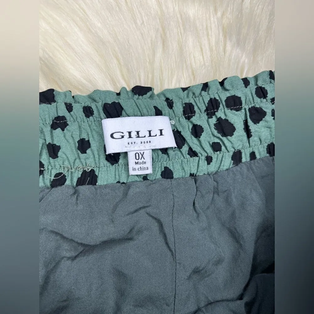 Gilli olive green and black polka dot pleated flared skirt sz OX Green - Image 2