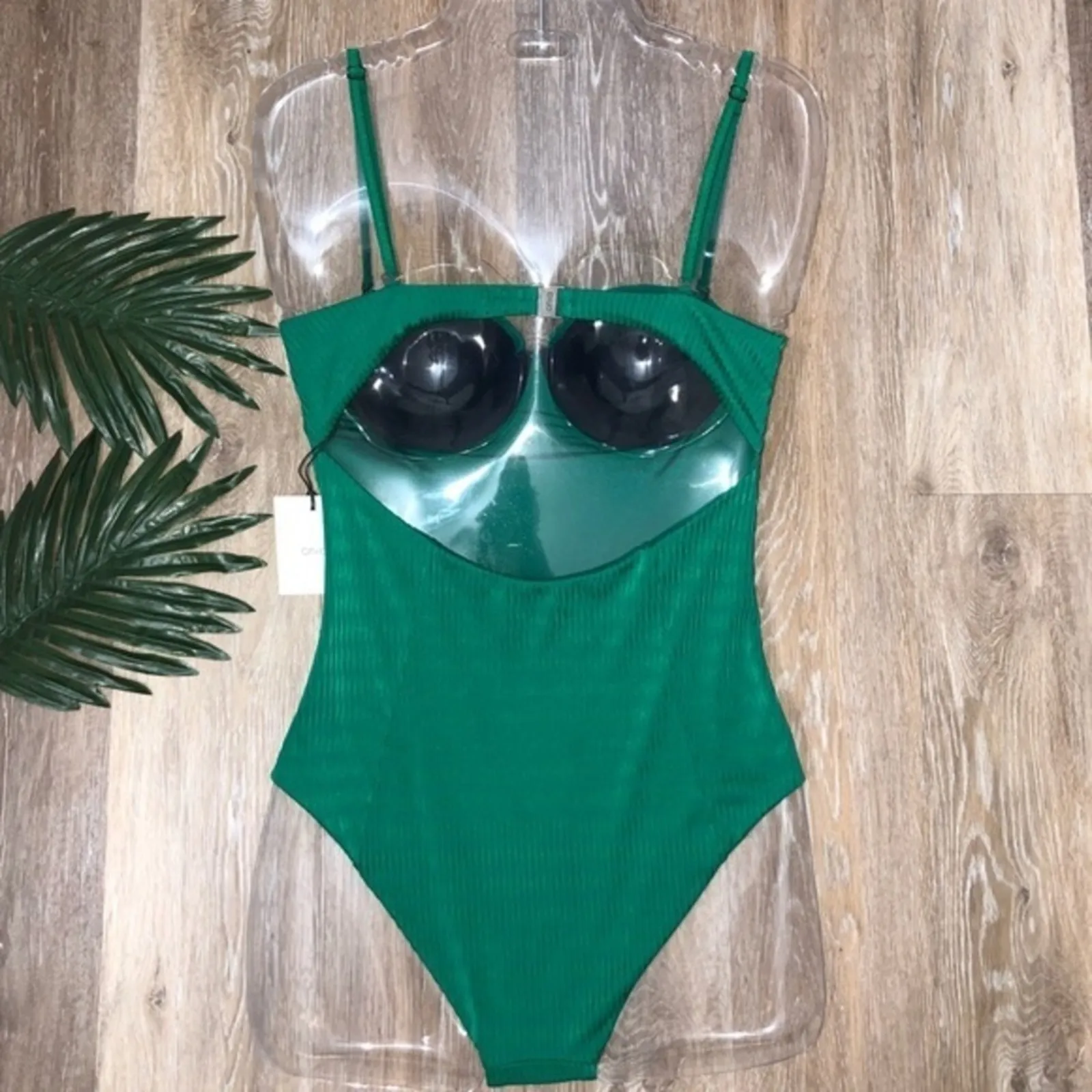 Onia Belle Rainforest Green Metallic Zig Zag One Piece Swim Suit Size Large NWT - Image 5