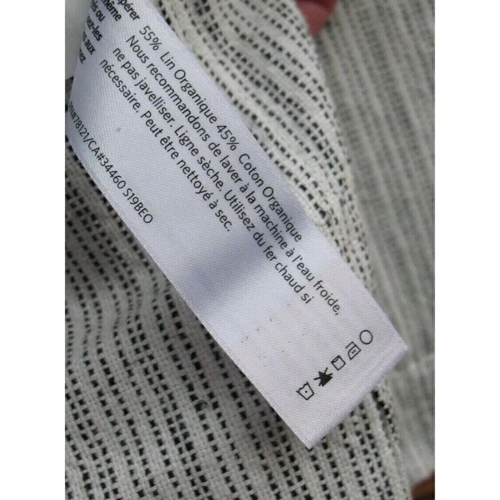 Eileen Fisher Ivory Organic Linen Cotton Boxy Ticking Stripe Jacket Size S - Image 9