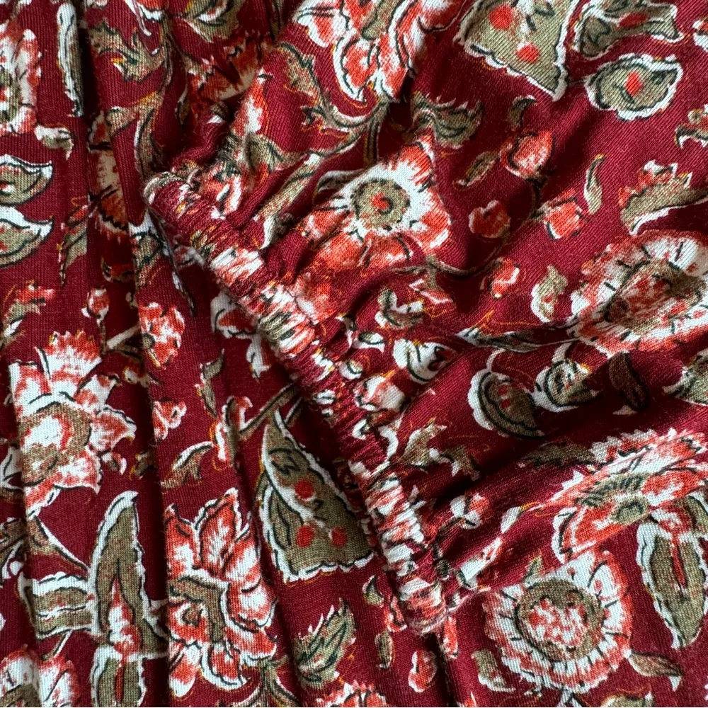 Wonderly Women’s Size XL Boho Country Chic Long Sleeve Burgandy Floral Top - Image 6