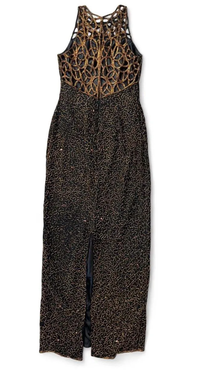 Scala Silk Beaded Vintage Cocktail Dress Medium - Image 4