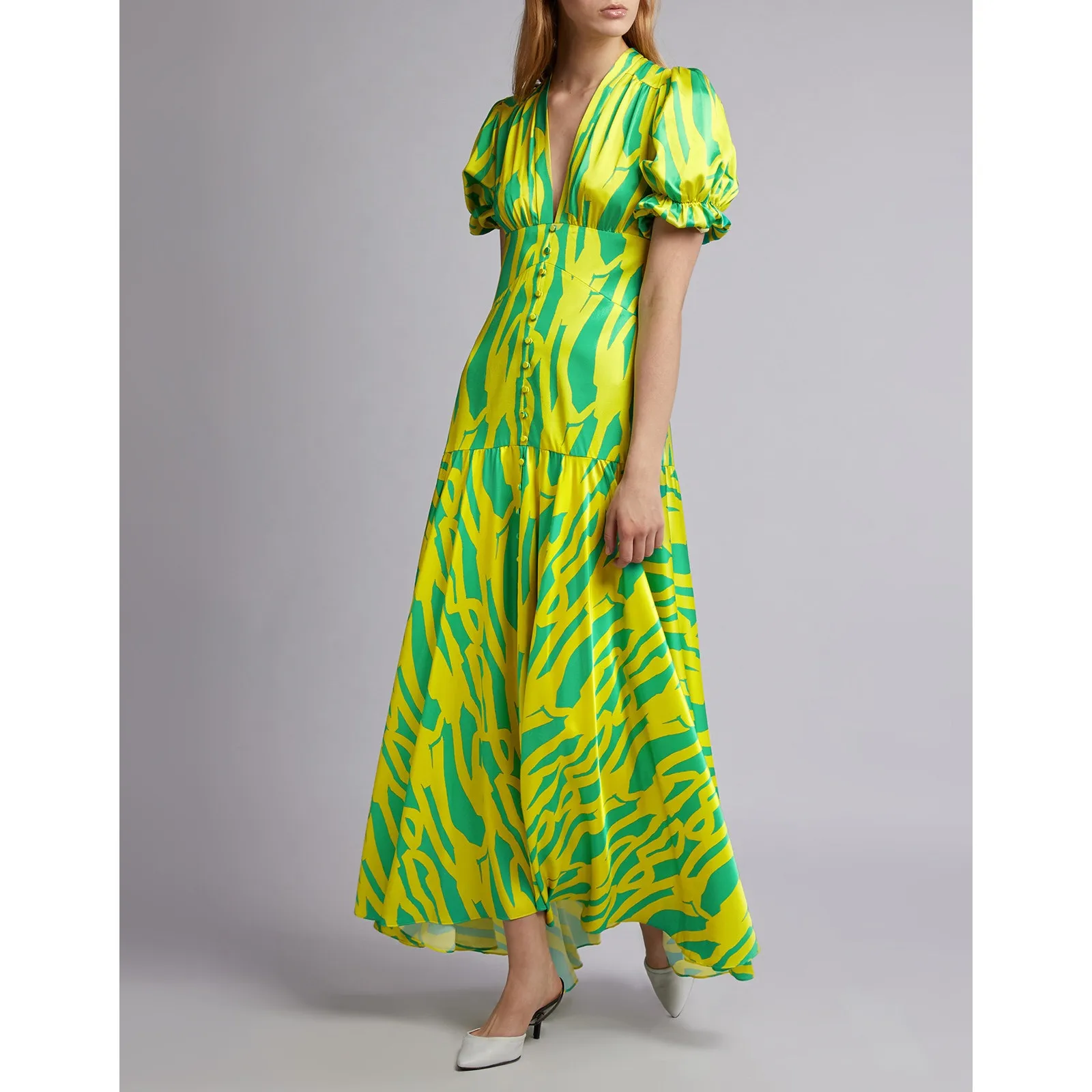 Alexis Zuella Abstract Crepe Puff Sleeve Maxi Dress Size Small - Image 2