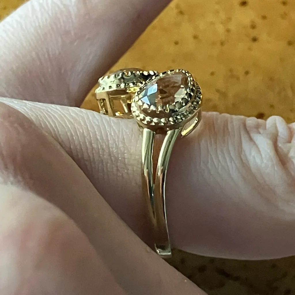 Brazilian Citrine Sterling Silver Bypass Ring Size 7 Gold - Image 3