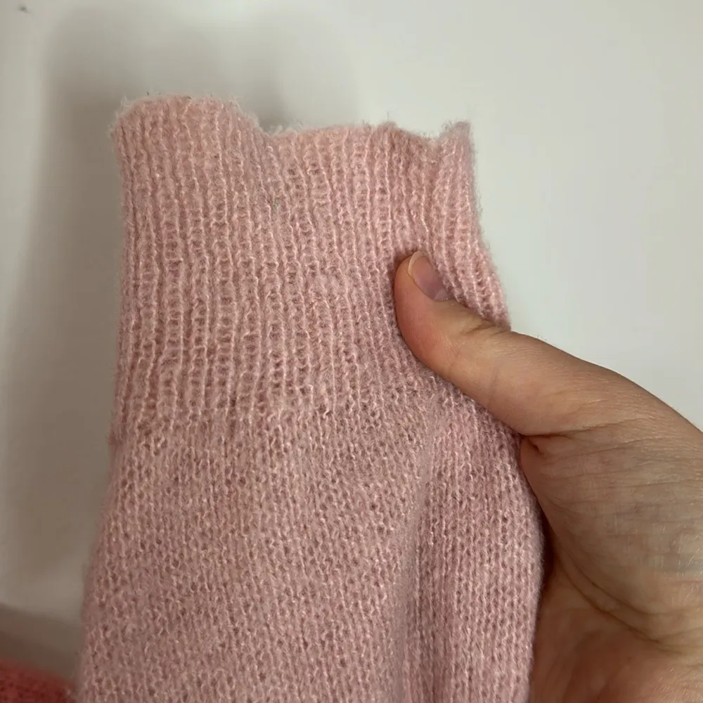 Bibi soft fuzzy striped relaxed Crewneck sweater size S Pink - Image 6